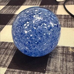 Blue and White Vintage Glass Paperweight